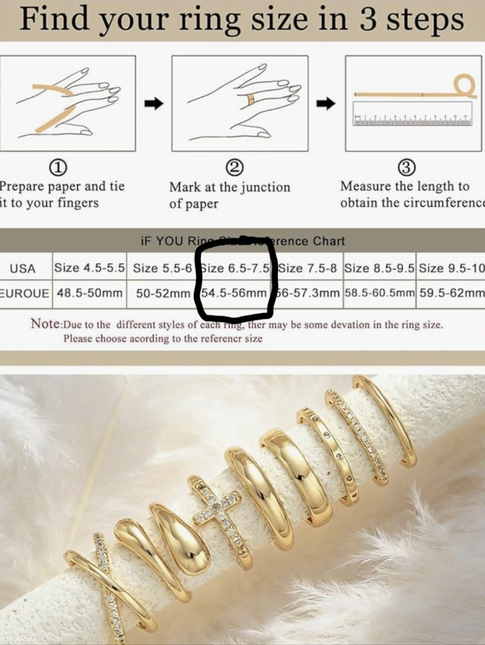 Gold Stackable Ring Set - Picture 6 of 7